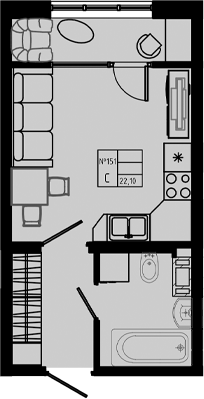 Планировка — PIXEL, Студия, 22 м²
