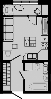 Планировка — PIXEL, Студия, 22 м²