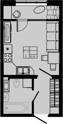 Планировка — PIXEL, Студия, 22 м²