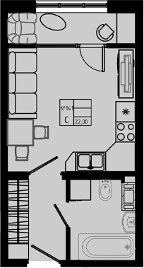 Планировка — PIXEL, Студия, 22 м²
