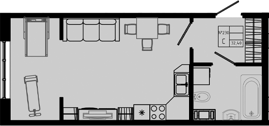 Планировка — PIXEL, Студия, 32 м²