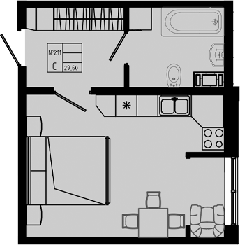 Планировка — PIXEL, Студия, 30 м²