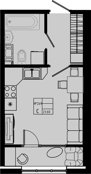 Планировка — PIXEL, Студия, 22 м²
