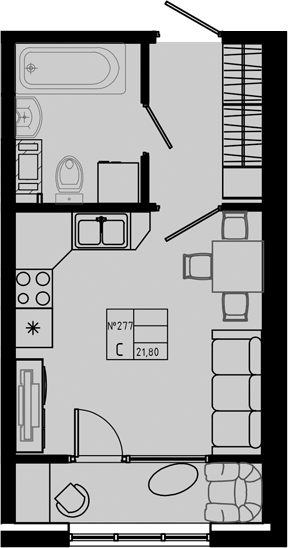 Планировка — PIXEL, Студия, 22 м²