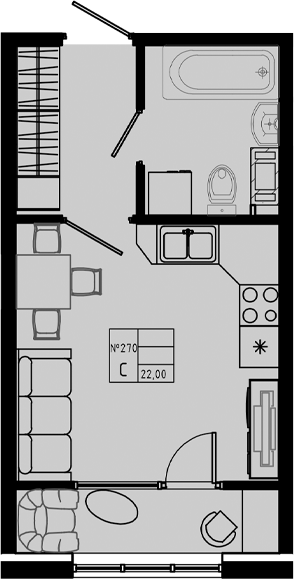 Планировка — PIXEL, Студия, 22 м²