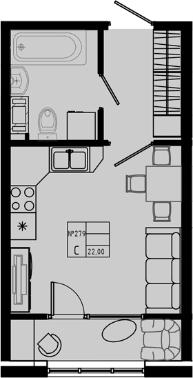 Планировка — PIXEL, Студия, 22 м²