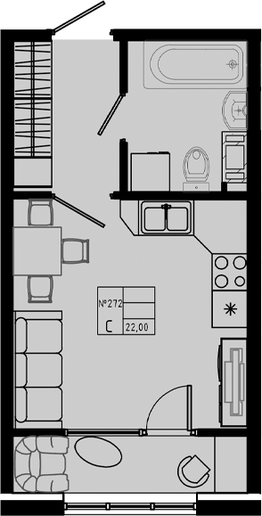 Планировка — PIXEL, Студия, 22 м²