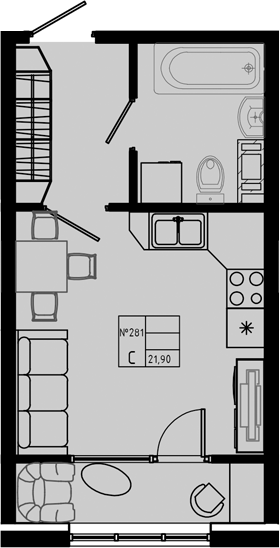 Планировка — PIXEL, Студия, 22 м²