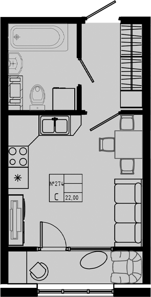Планировка — PIXEL, Студия, 22 м²