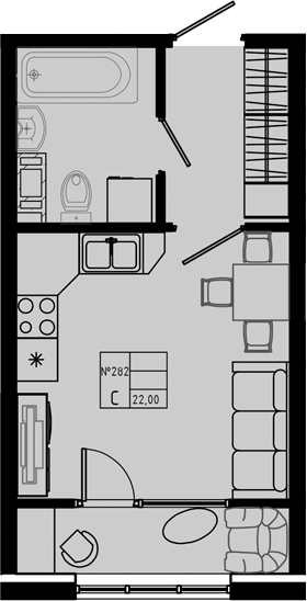 Планировка — PIXEL, Студия, 22 м²