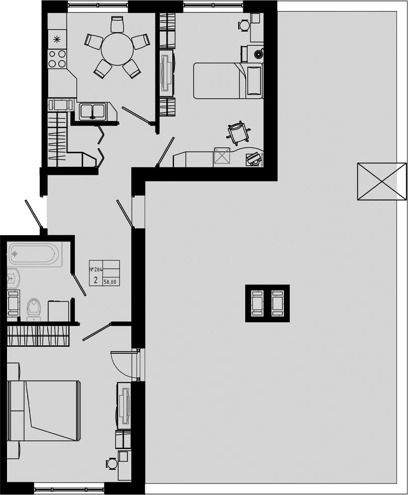 Планировка — PIXEL, 2-комн., 59 м²