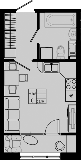 Планировка — PIXEL, Студия, 22 м²