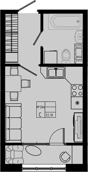Планировка — PIXEL, Студия, 22 м²