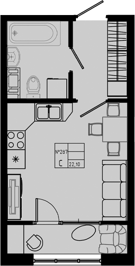 Планировка — PIXEL, Студия, 22 м²