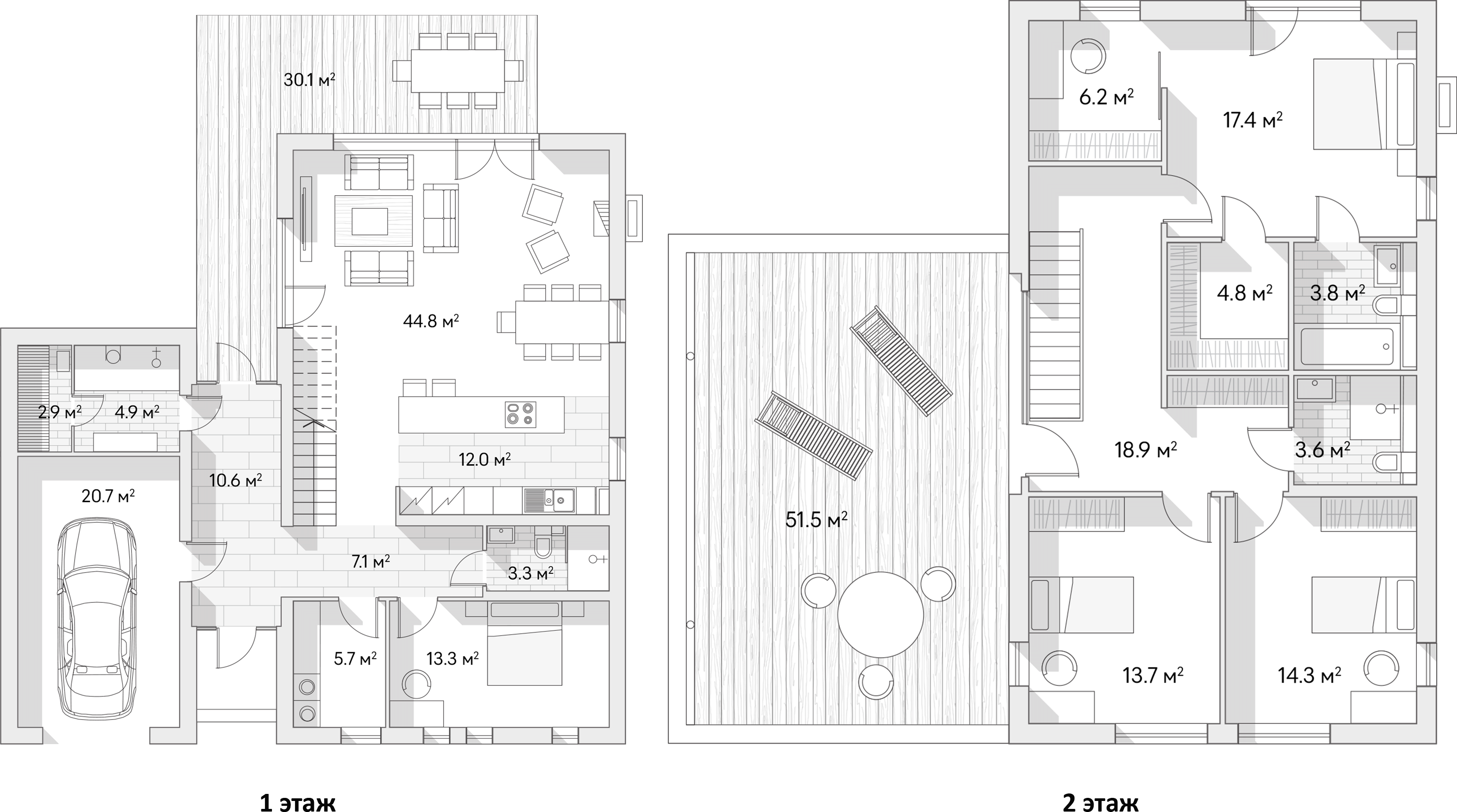 Планировка — Коттеджный поселок Негород Токсово, 4-комн., 208 м²