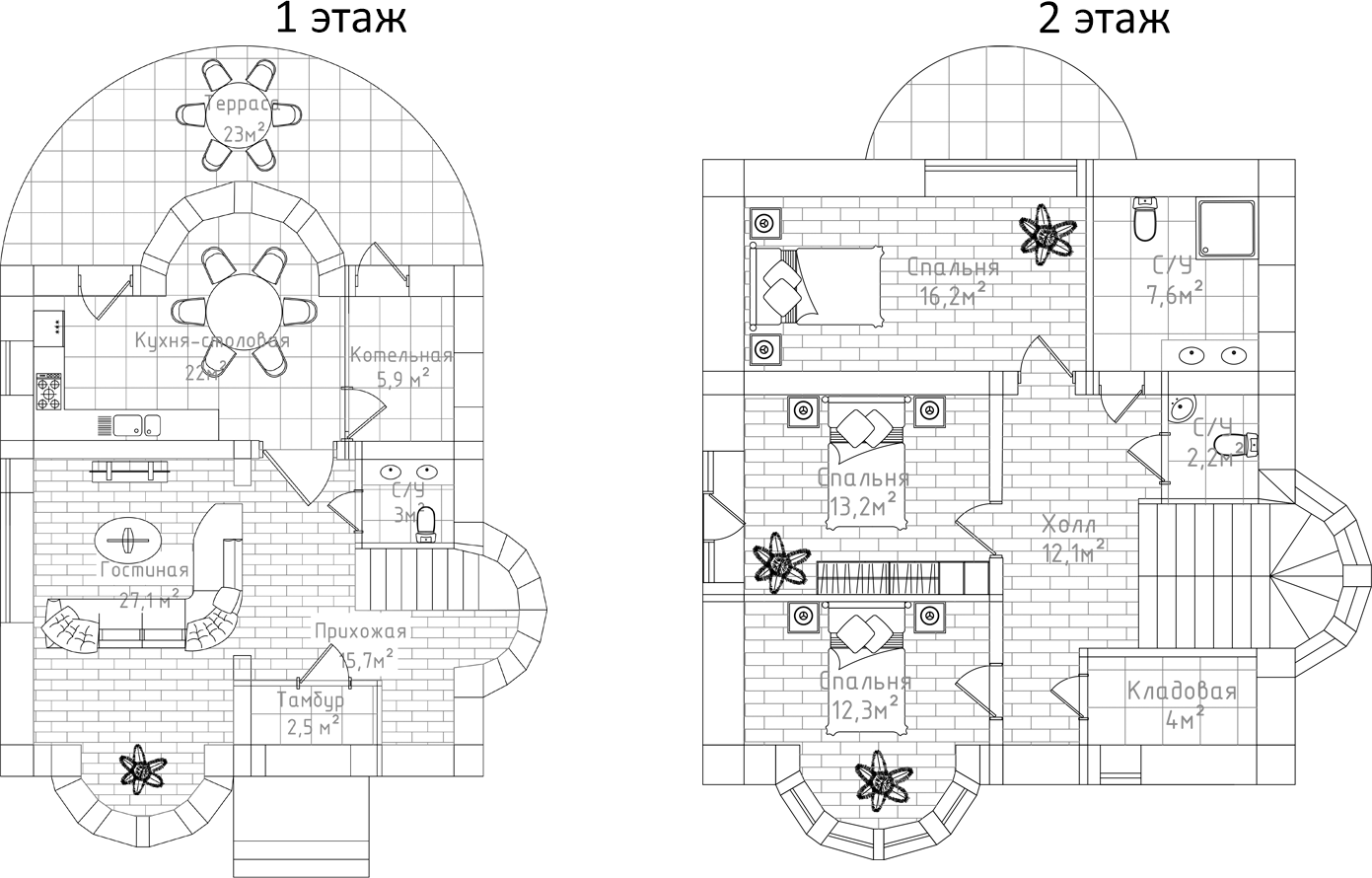 Планировка — Коттеджный поселок Симфония загородной жизни, 4-комн., 144 м²