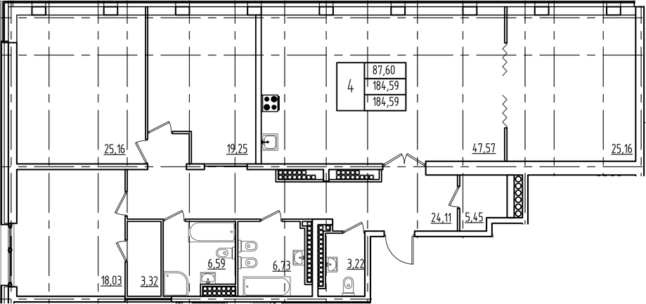 Планировка — Дефанс, 5-комн., 181 м²