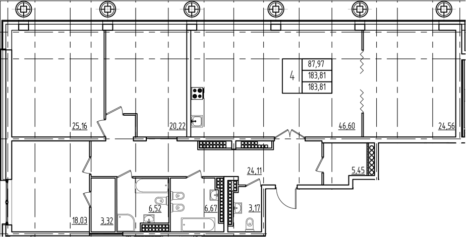 Планировка — Дефанс, 5-комн., 183 м²