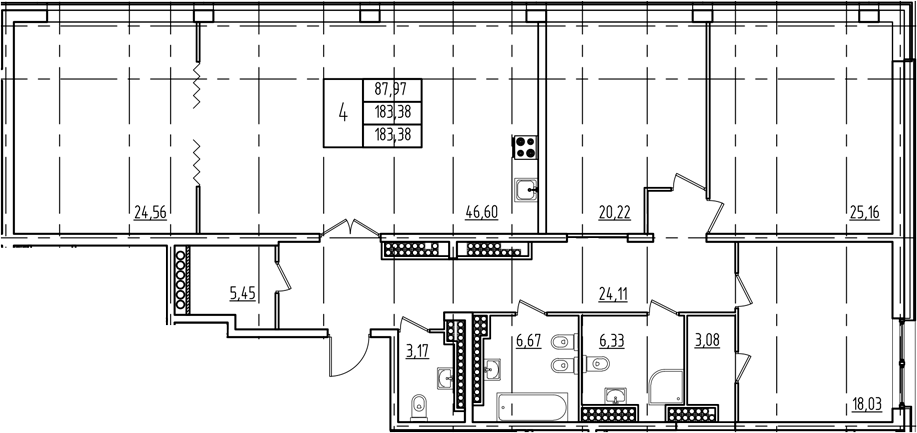 Планировка — Дефанс, 5-комн., 182 м²