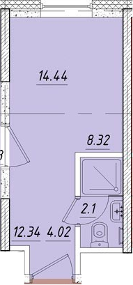Планировка — Vertical Лесная, Студия, 15 м²