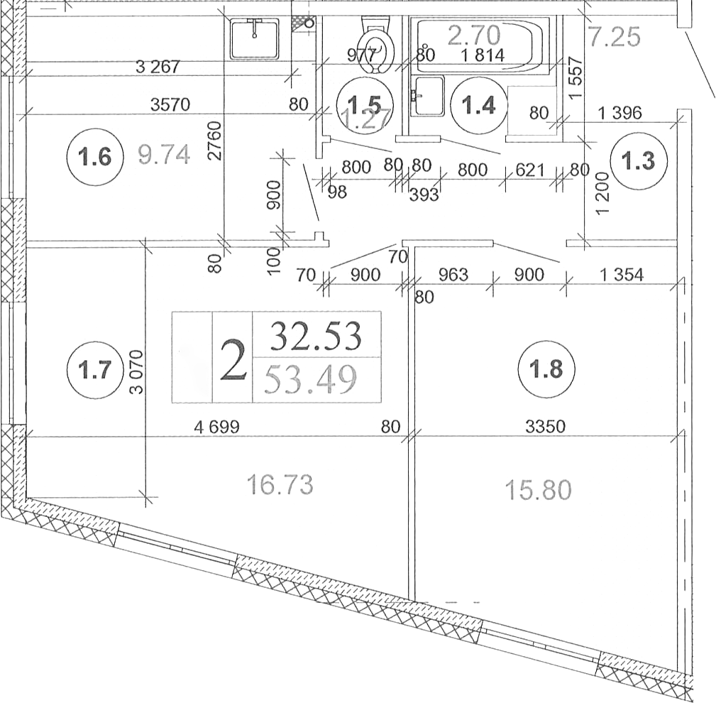 Планировка — Мьюзик Парк, 2-комн., 55 м²