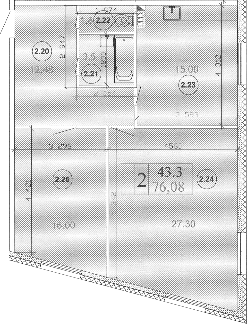 Планировка — Мьюзик Парк, 3-комн., 76 м²