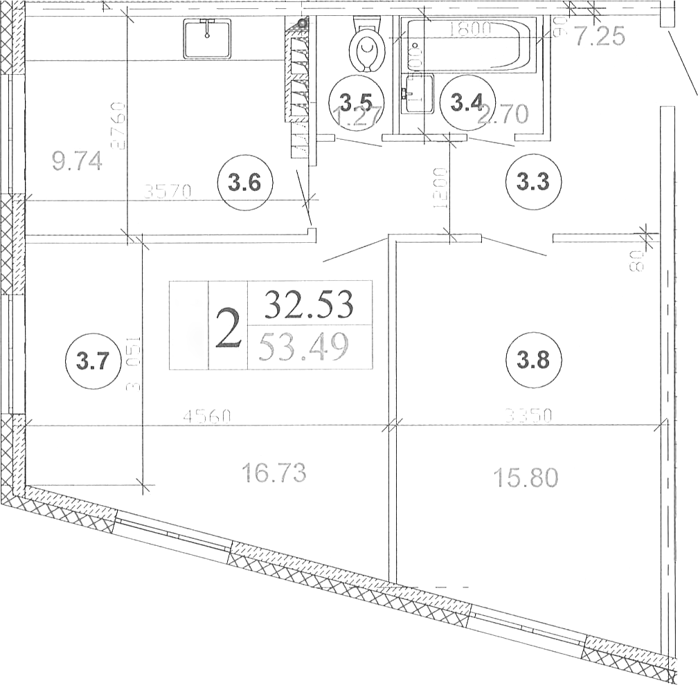 Планировка — Мьюзик Парк, 2-комн., 53 м²