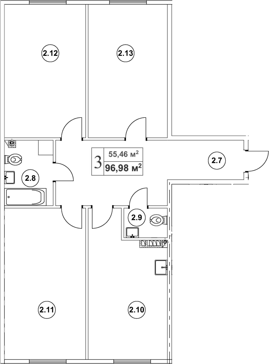 Планировка — Мьюзик Парк, 4-комн., 97 м²