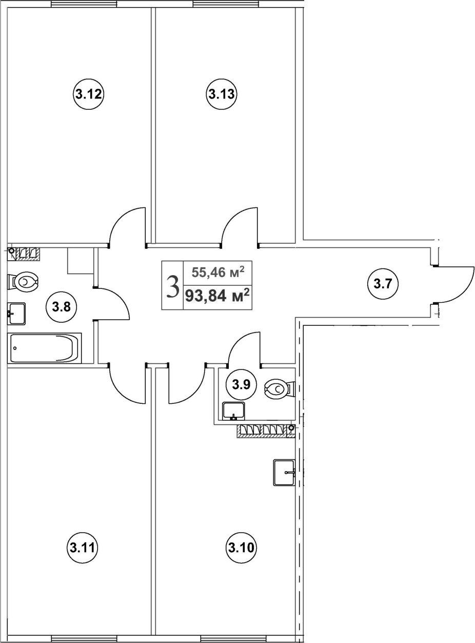 Планировка — Мьюзик Парк, 4-комн., 97 м²