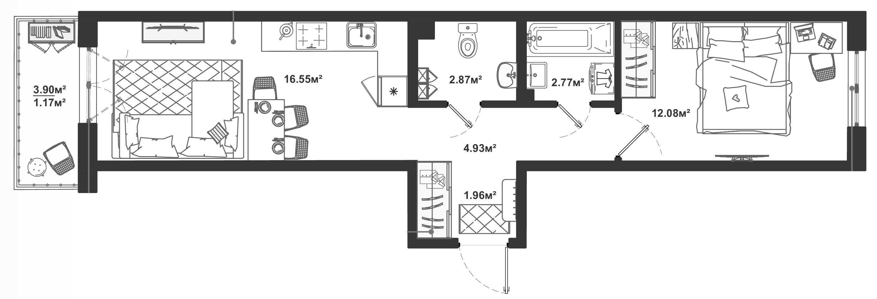 Планировка — ЛесART, 2-комн., 41 м²