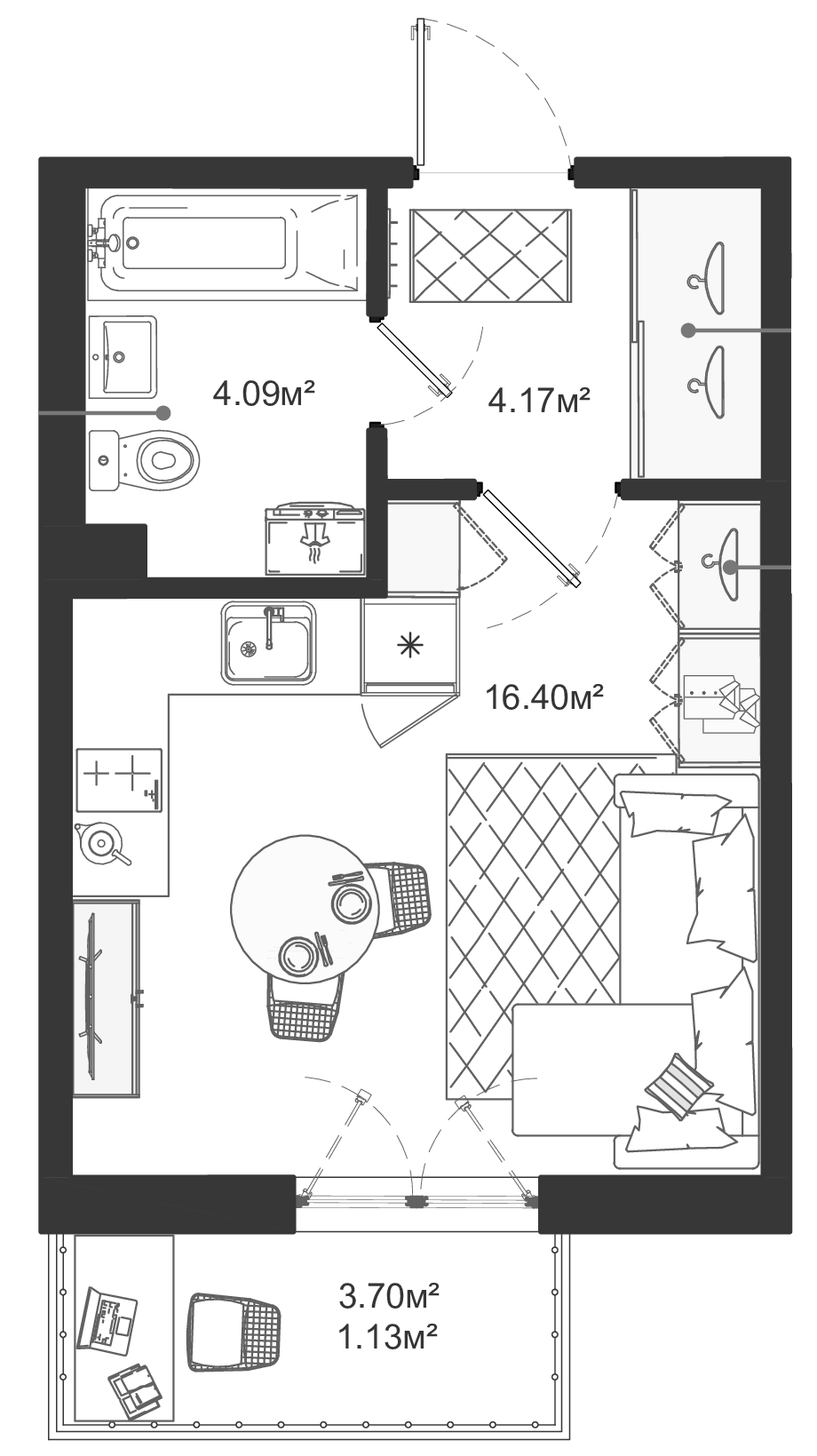 Планировка — ЛесART, Студия, 25 м²