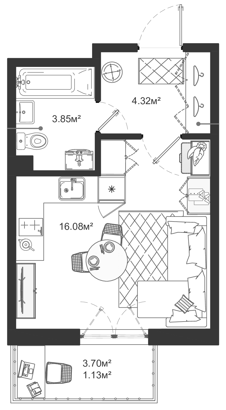 Планировка — ЛесART, Студия, 24 м²