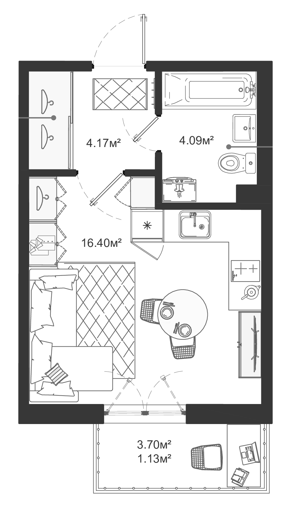 Планировка — ЛесART, Студия, 25 м²