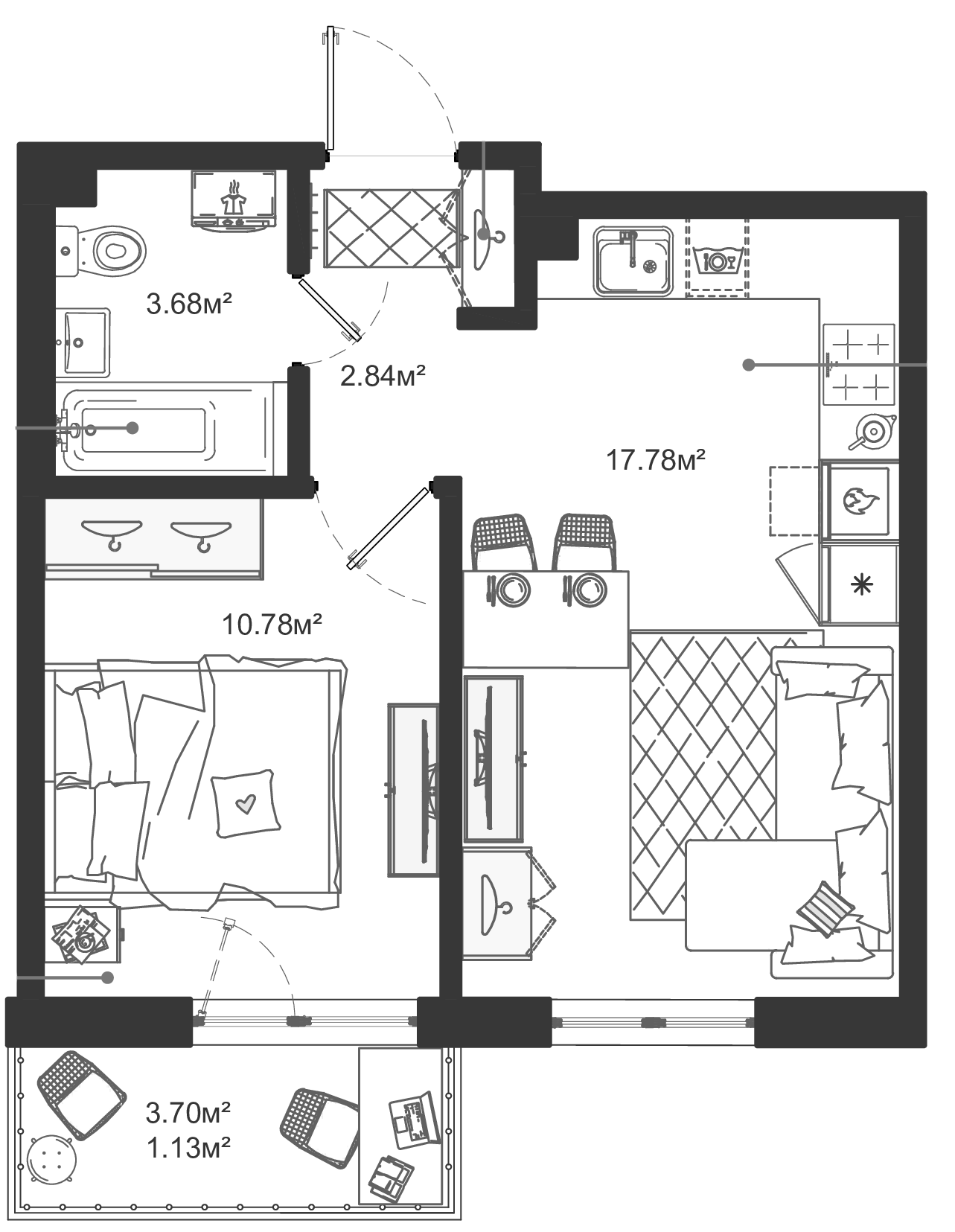 Планировка — ЛесART, 2-комн., 35 м²