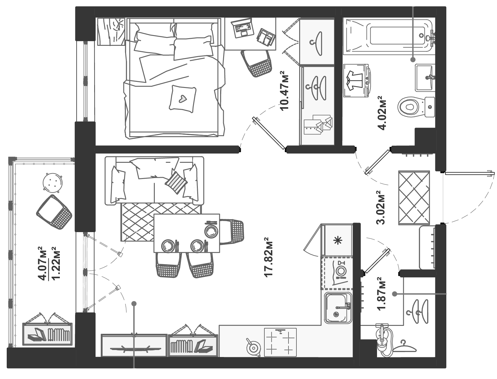 Планировка — ЛесART, 2-комн., 37 м²