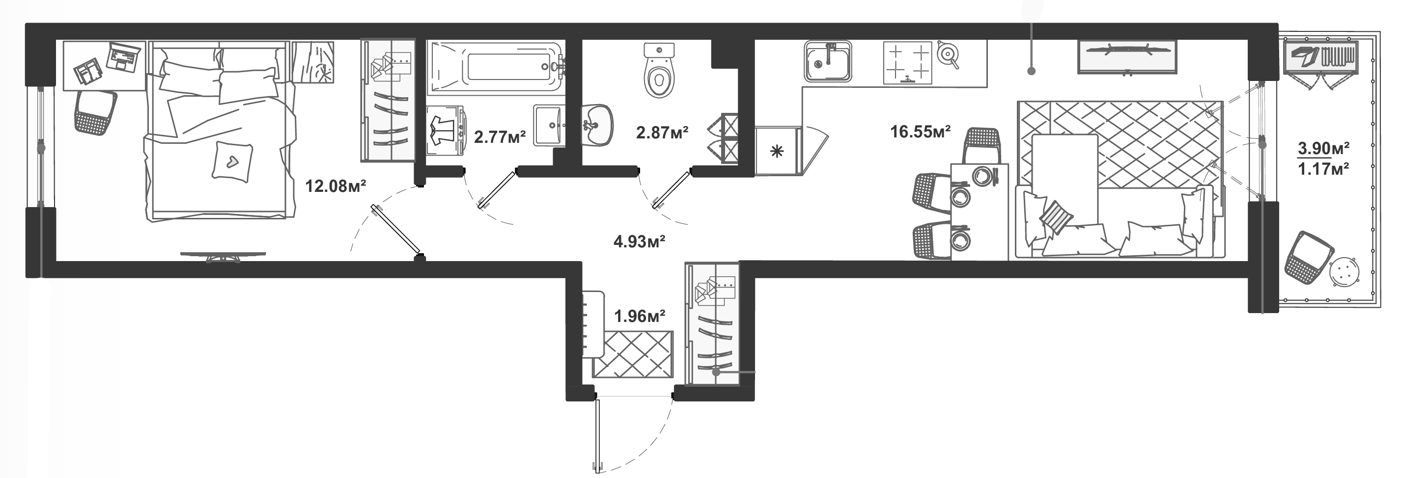 Планировка — ЛесART, 2-комн., 41 м²