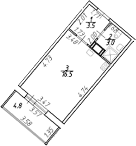 Планировка — Полис ЛАВрики, Студия, 23 м²