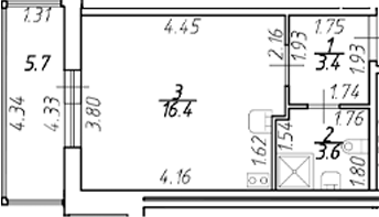 Планировка — Полис ЛАВрики, Студия, 23 м²