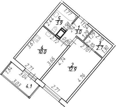 Планировка — Полис ЛАВрики, 1-комн., 33 м²