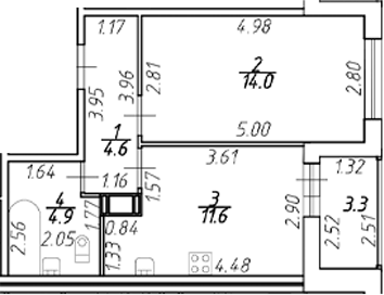 Планировка — Полис ЛАВрики, 1-комн., 35 м²