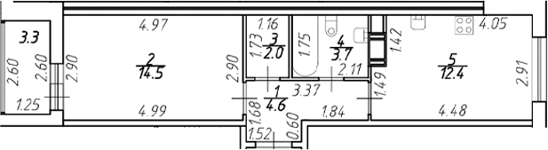 Планировка — Полис ЛАВрики, 1-комн., 37 м²