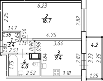 Планировка — Полис ЛАВрики, 1-комн., 34 м²