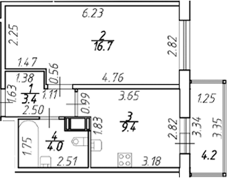 Планировка — Полис ЛАВрики, 1-комн., 34 м²