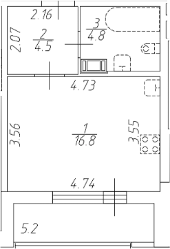 Планировка — Аквилон Ливз, Студия, 26 м²