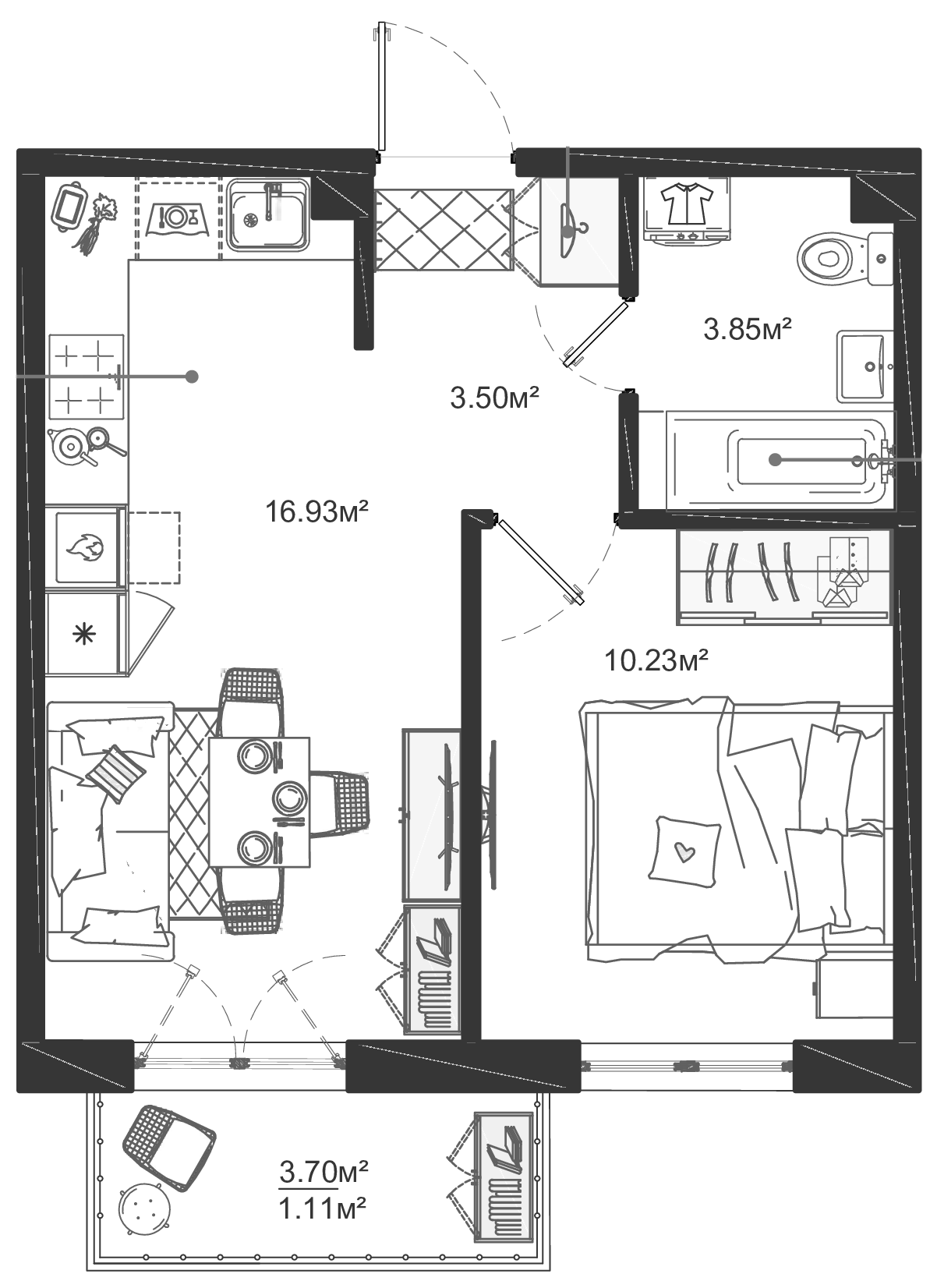 Планировка — ЛесART, 2-комн., 35 м²