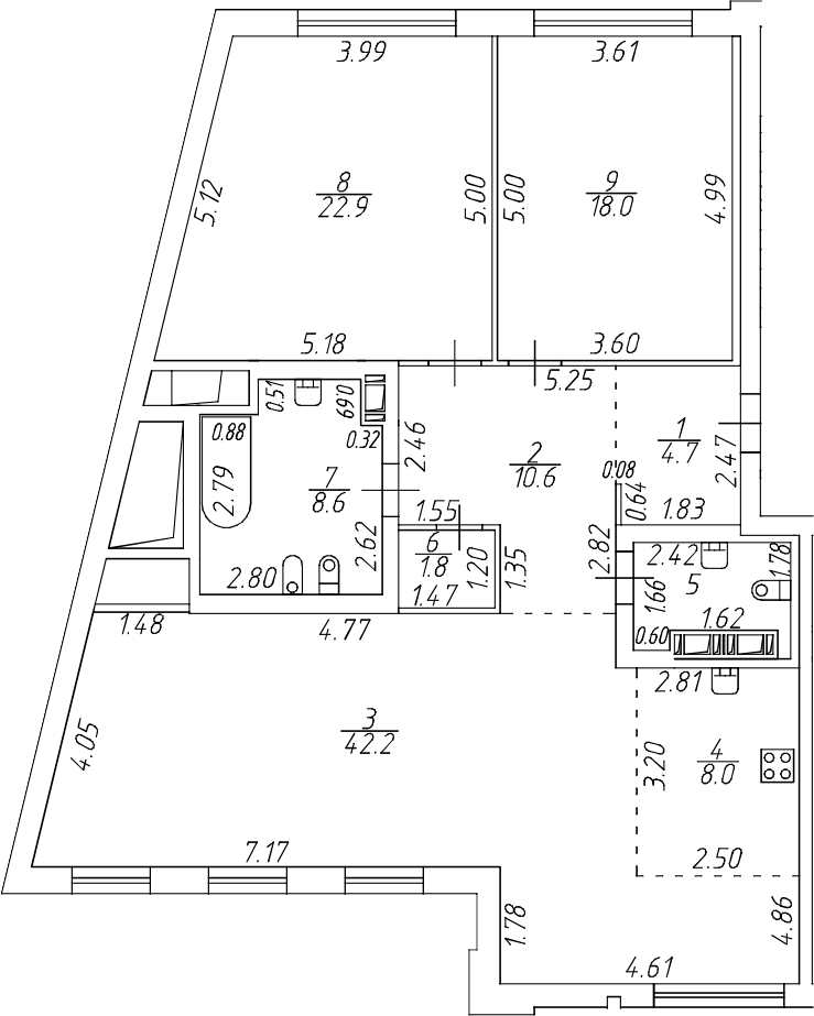 Планировка — Приоритет, 3-комн., 120 м²