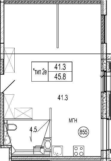 Планировка — VIDI, Студия, 46 м²