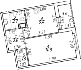 Планировка — Полис ЛАВрики, 1-комн., 33 м²