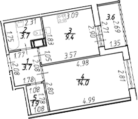 Планировка — Полис ЛАВрики, 1-комн., 33 м²
