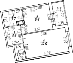 Планировка — Полис ЛАВрики, 1-комн., 33 м²